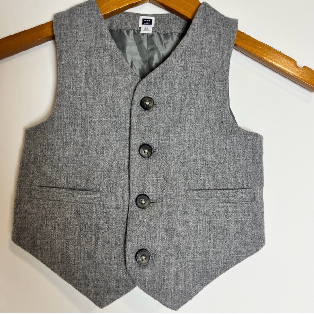 Janie and Jack Dolphin Grey Wool Suit Vest Fully Lined Button Front 2T